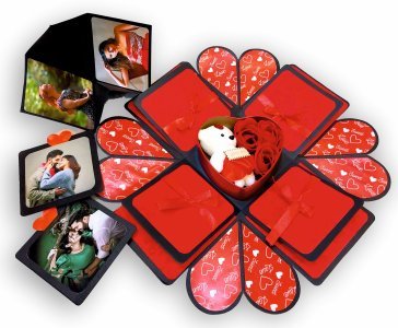 Explosive Gift Box, Birthday Gift, Wedding gift, Valentine Love Gift for your wife/husband, fiance, boyfriend Without Chocolate (1 TIN BOX INCLUDES TEDDY & ROSES)